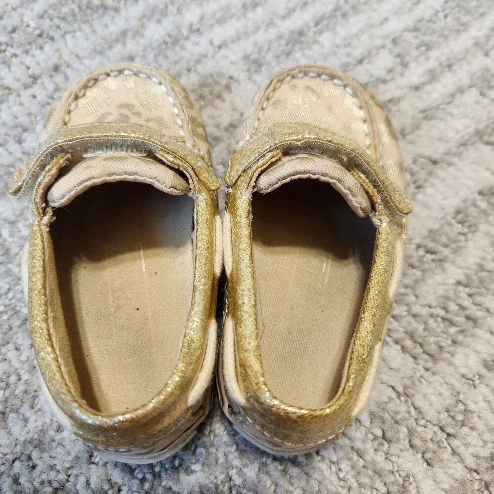 Sperry child animal print crib shoes gold size 4